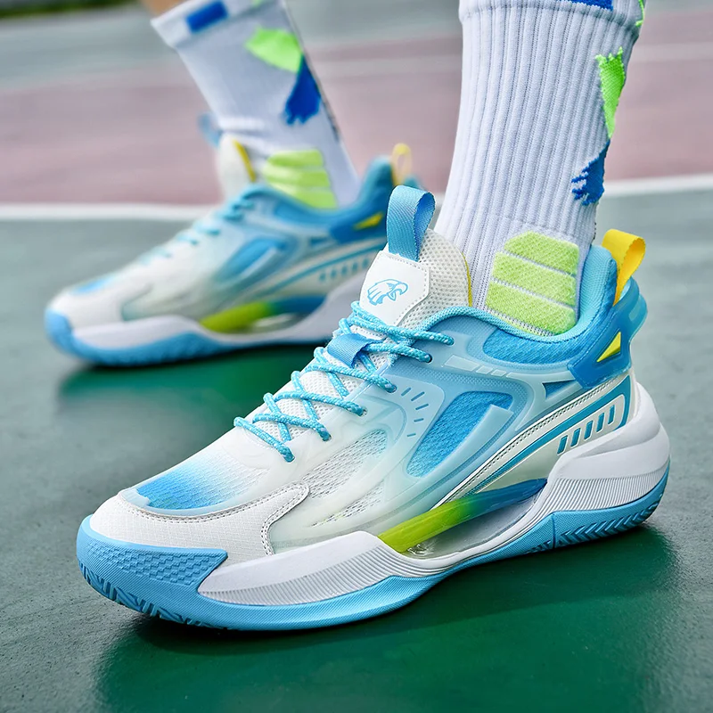 Fashion Fluorescent Mesh Men's Basketball Shoes Professional Non-slip Basketball Training Shoes Men Breathable Men Athletic Shoe