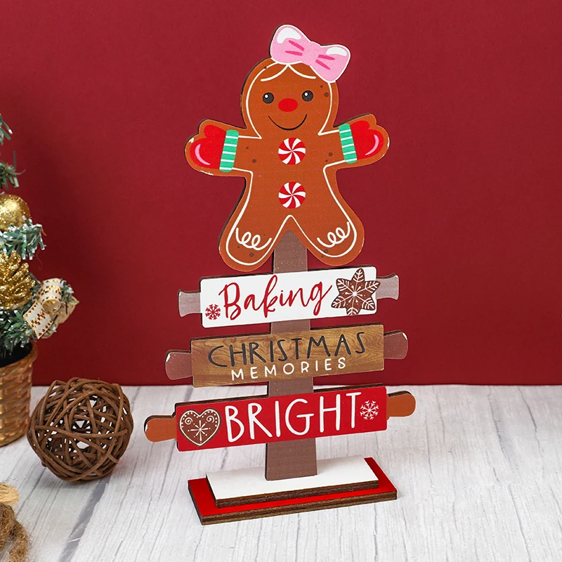 Настольный рождественский елочный орнамент деревянный пряничный человечек знак
