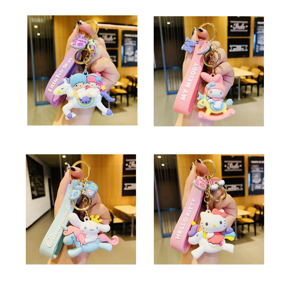 

Pvc Cartoon Kawaii Sanrios Hellokittys My Melody Littletwinstars Cinnamoroll Cute School Bag Anime Accessories Keychain Pendant