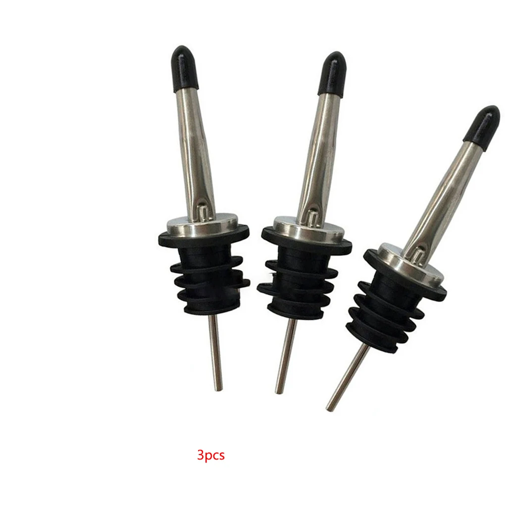 

Brand New 3pcs Wine Pourers Tapered Spout Speed Pourers Stainless Steel Spouts with Rubber Stoppers