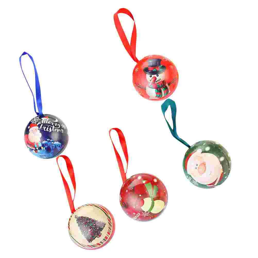 

Christmas Gift Tin Boxes Boxpackaging Candy Storageround Ornaments Chocolate Holiday Treeitem Holderhanging Decorations