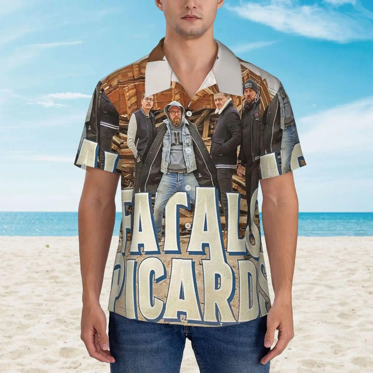 Фото Les Fatals Picards Especes Menacees Album 2019, гавайские рубашки, модные мужские рубашки с короткими рукавами для лета и пляжа, мужские рубашки на пуговицах №4