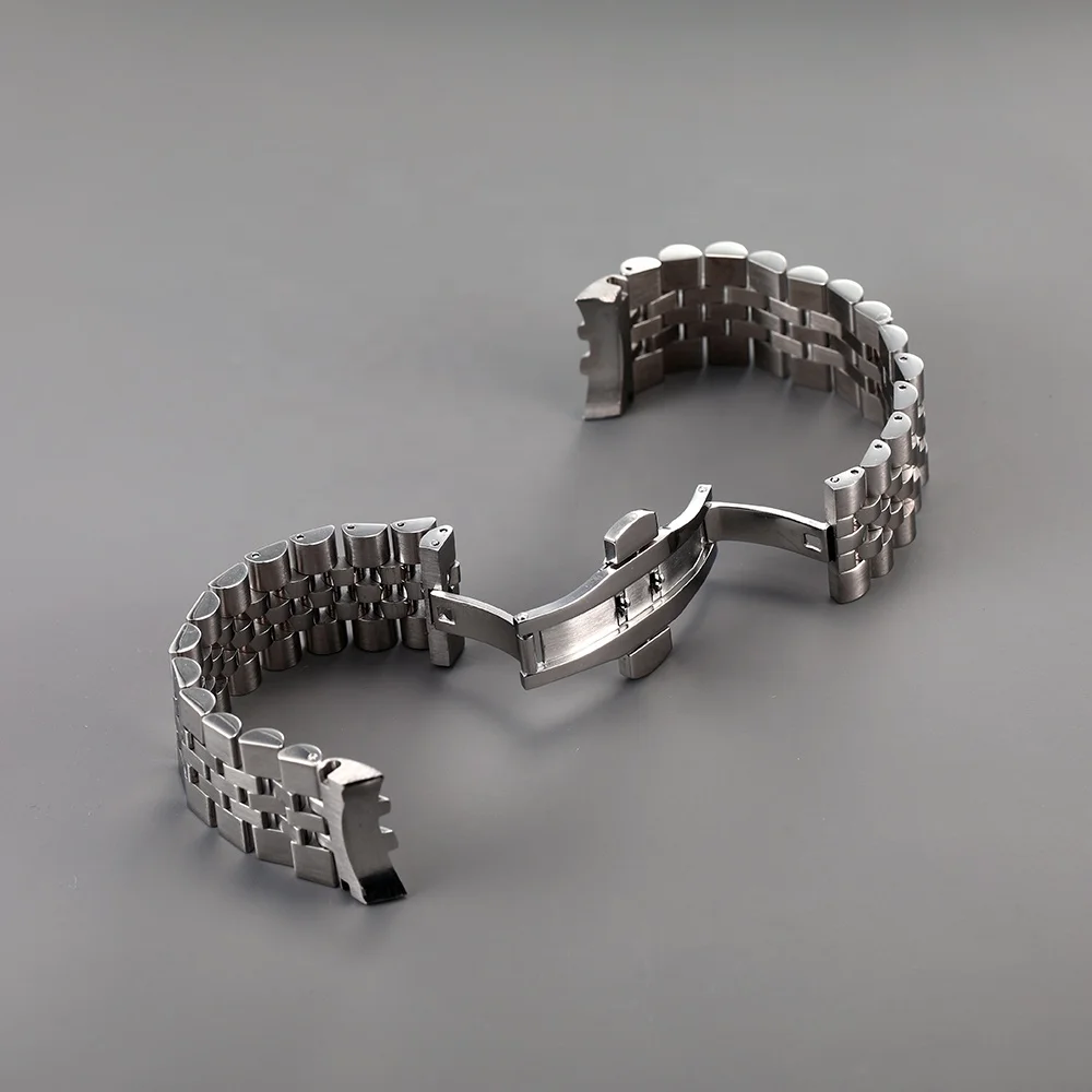 22MM Silver Stainless Steel Solid Curved End Jubilee Watch Band Strap Bracelet Fit For Seiko007 watch
