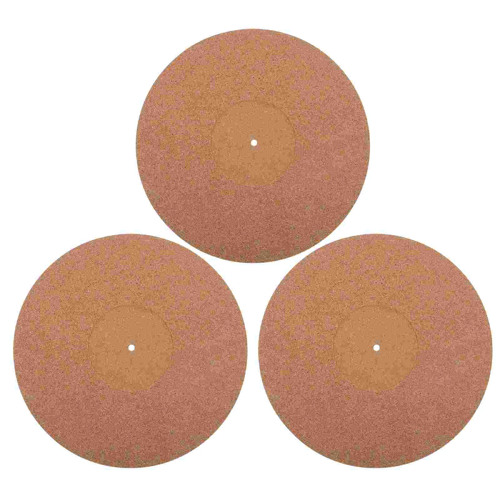 

3pcs Cork Turntable Mat Durable Creative Practical Portable Useful Cork Record Mat Disc Turntables Mat