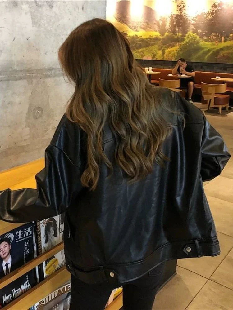 2024 осенняя модная новая женская кожаная куртка с лацканами и темпераментом в