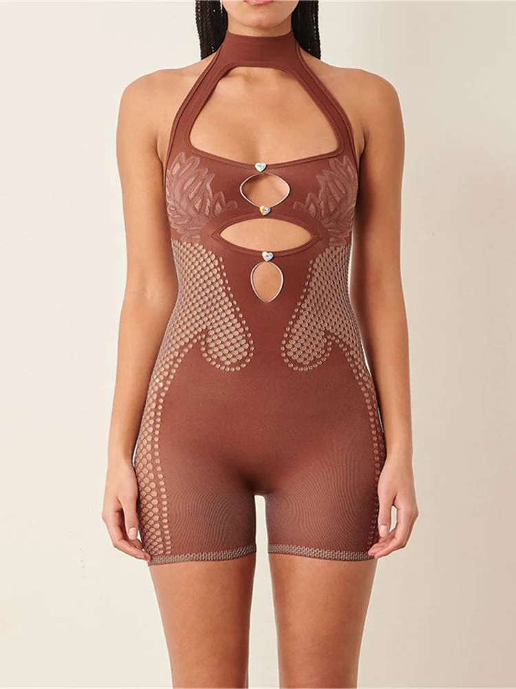 Комбинезон женский летний облегающий пикантный толстый ромпер