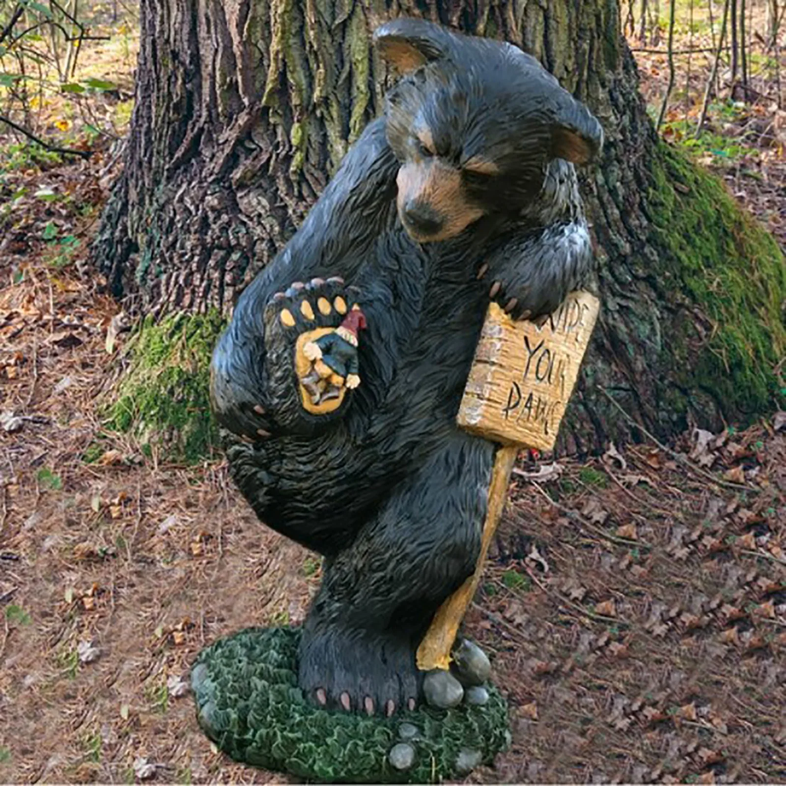 

Black Bear Wipe Your-paws Funny Statue Creative Resin Decoration Indoor Outdoor Garden Lawn Patio Outdoor Guardian Beast Decor