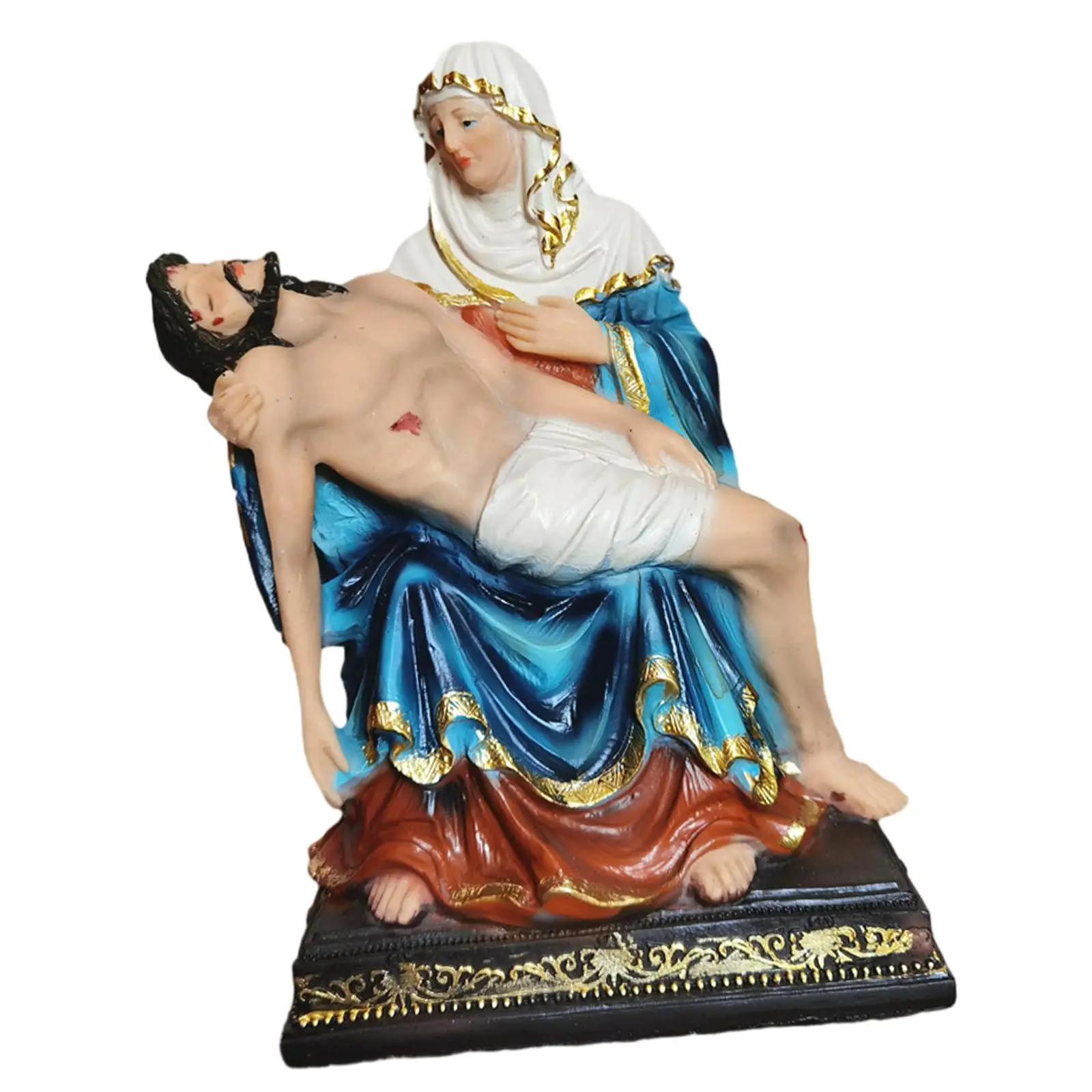 

Holy Jesus Mary Figurine Sculpture Ornament Handpainted Statue for Desk Housewarming Church Home Office