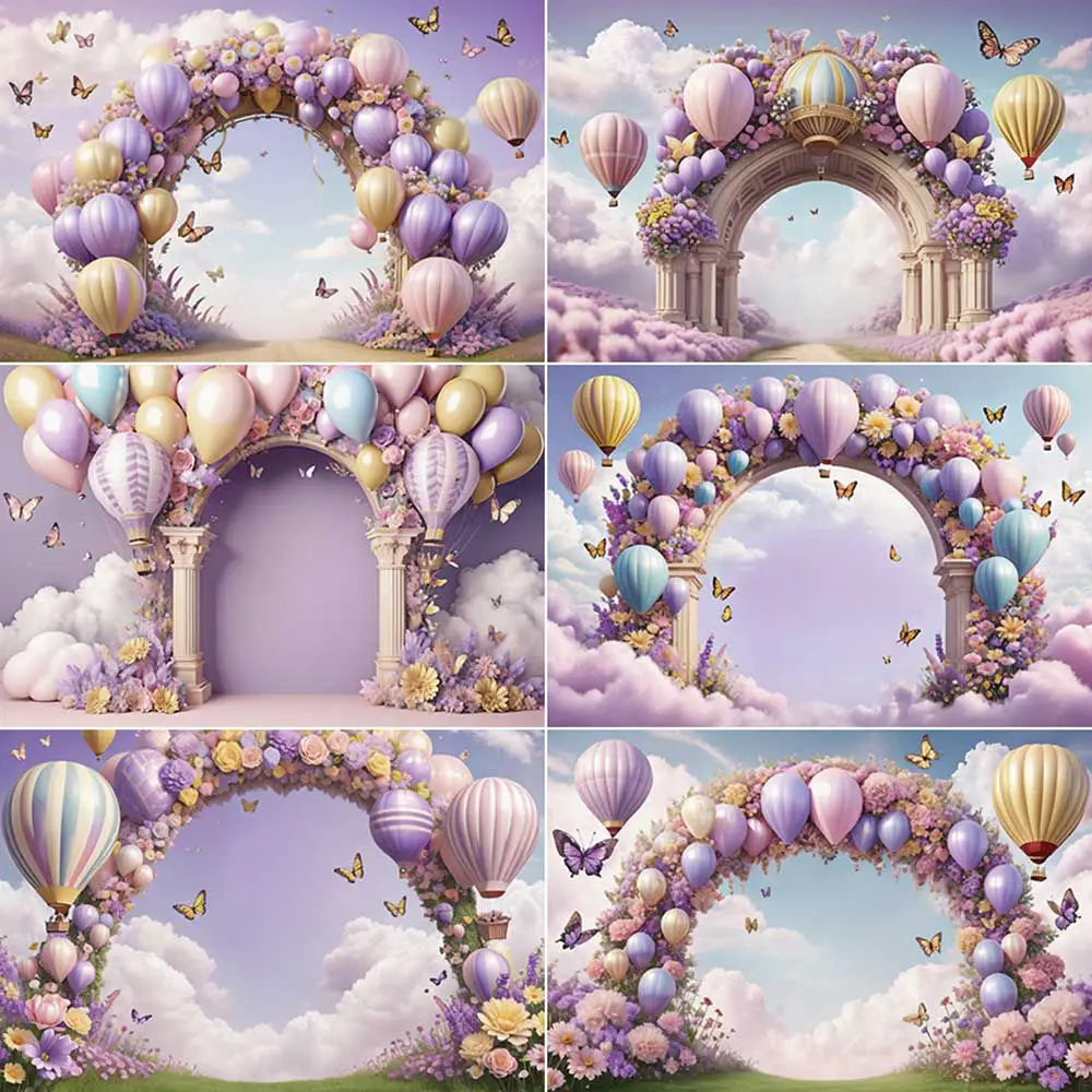 Фон для фотосъемки с изображением Луны QG цветов арки свадьбы бабочки воздушных