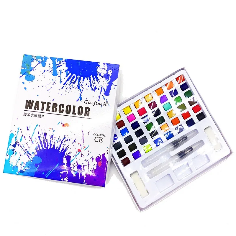 

48colors Color Glitter Water Color Acuarelas Metallic Gold Aquarela Pigment Paint Artist Painting Watercolors Set Paint Brush
