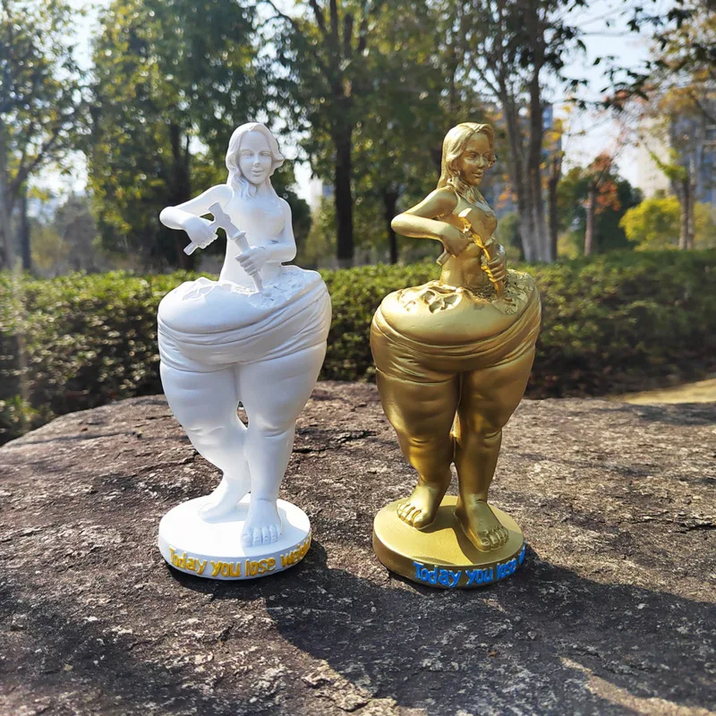 

Yoga Studio Slimming Goddess Sculpture Fat Woman Losing Weight Statue Beauty Health Front Desk Ornaments Resin Crafts Home Decor