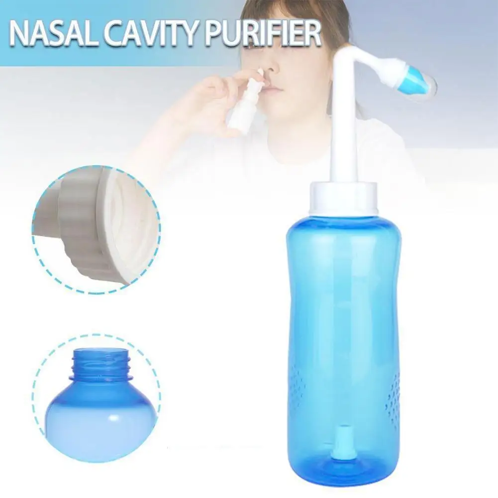 

Nose Nasal Wash System Pot Sinus Allergies Relief Rinse Blue 500mL Adults Plastic Bottle New Neti Children Equipment