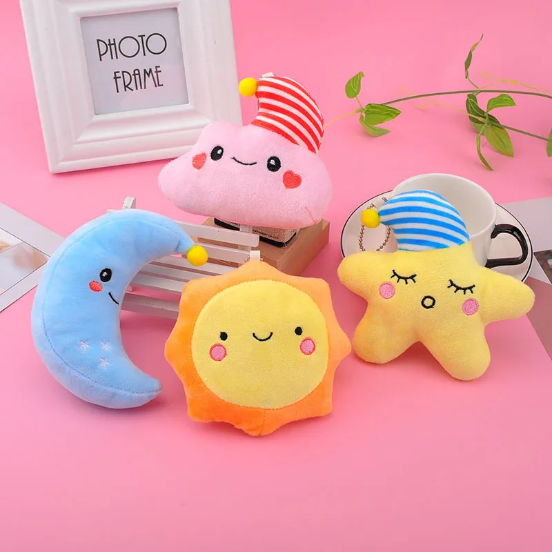 

1 Pcs Creative Star Moon Sun White Cloud Plush Pendant Toy Doll Plush School Bag Pendant Keychain Accessories Stuffed Animals