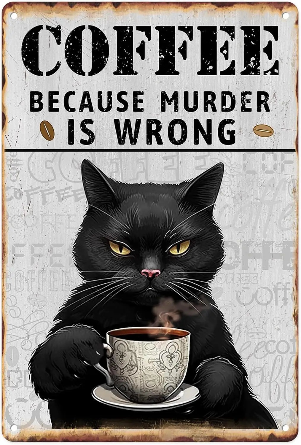 Металлическая вывеска Sanwarm черный кот вашу кофе винтажная жестяная для гостиной