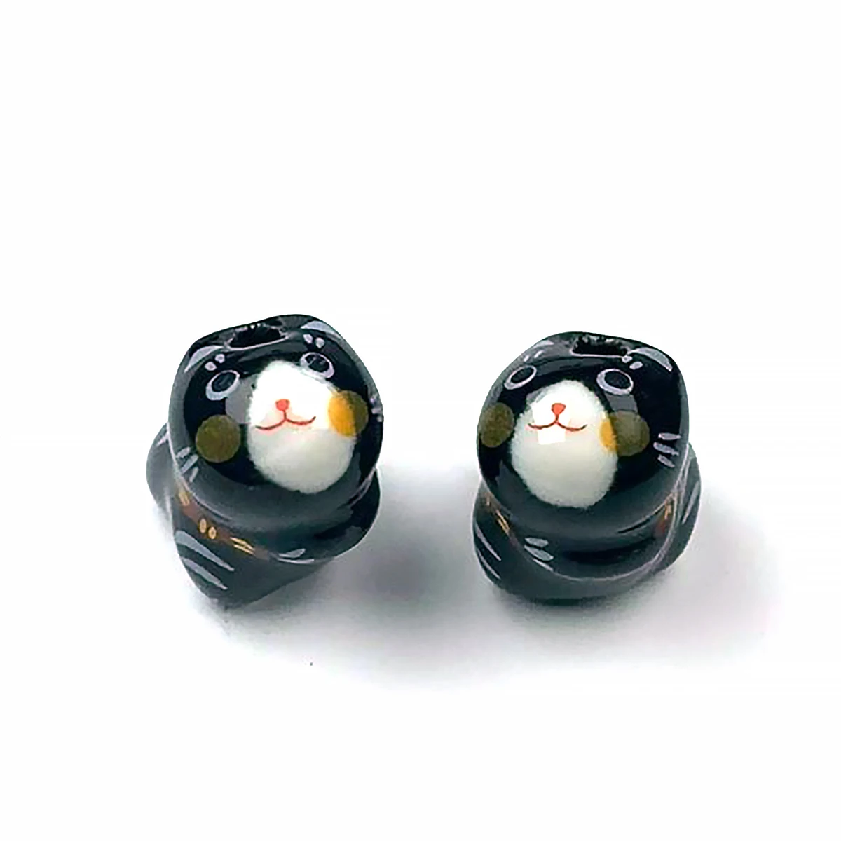 14x18 мм 2 шт./4 шт. черный кот в шарф бусины ручная роспись стоячий стиль Lucky Cat