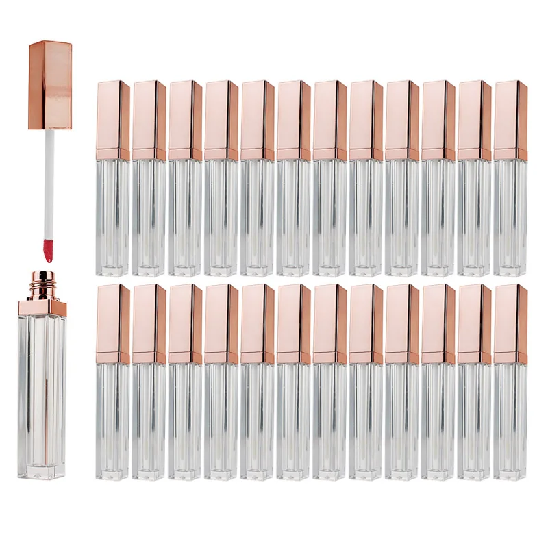 

24Pcs 5ml Empty Lip Gloss Tube with Rose Gold Cap Refill Lip Balm Bottles Lipstick Sample Container Clear Lip Oil DIY Makeup