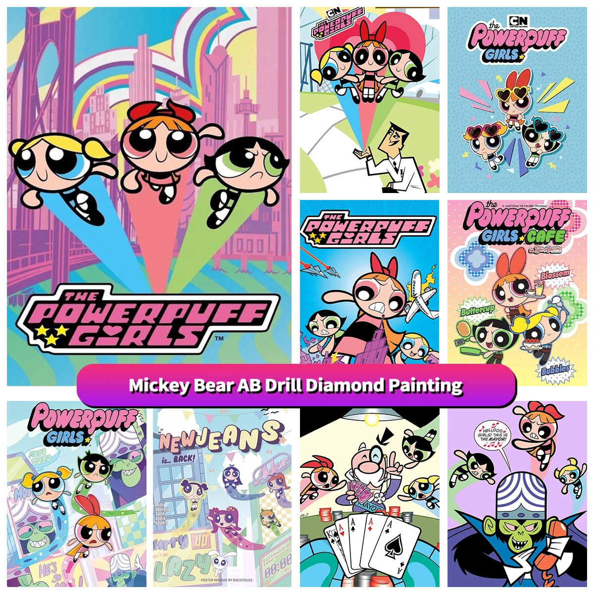 

The-P-Powerpuffs-G-Girls Cute Girls Cartoon 5D AB Diamond Painting Cross Stitch Kit Rhinestone Mosaic Embroidery DIY Home Decor