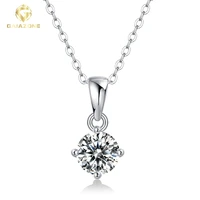 gaiazone classic solid silver 925 jewelry round cut d color 0 51ct real moissanite pendant necklaces engagement fine jewelry