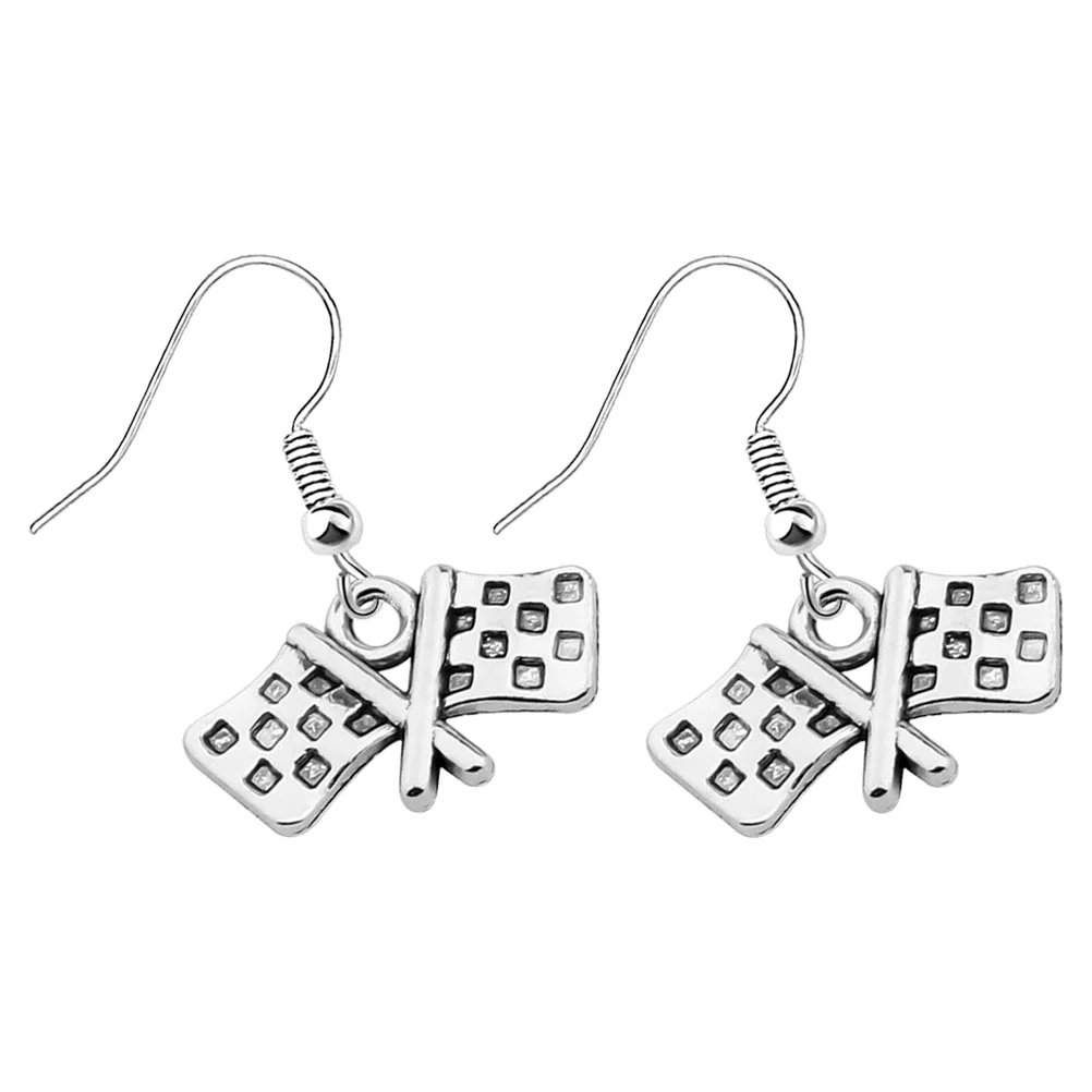 Серьги с гоночным флагом декоративные флаги гоночные украшения для женщин