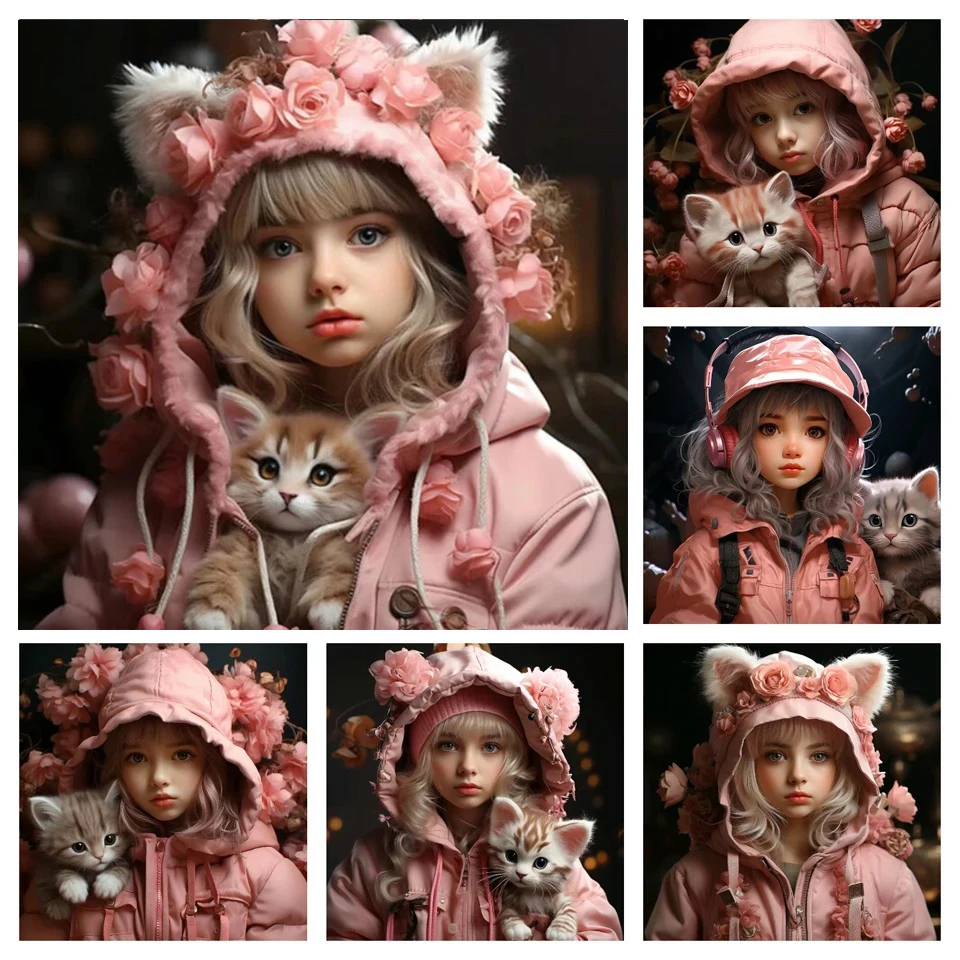 Картина для алмазной вышивки сделай сам новая коллекция розовое пальто мозаика