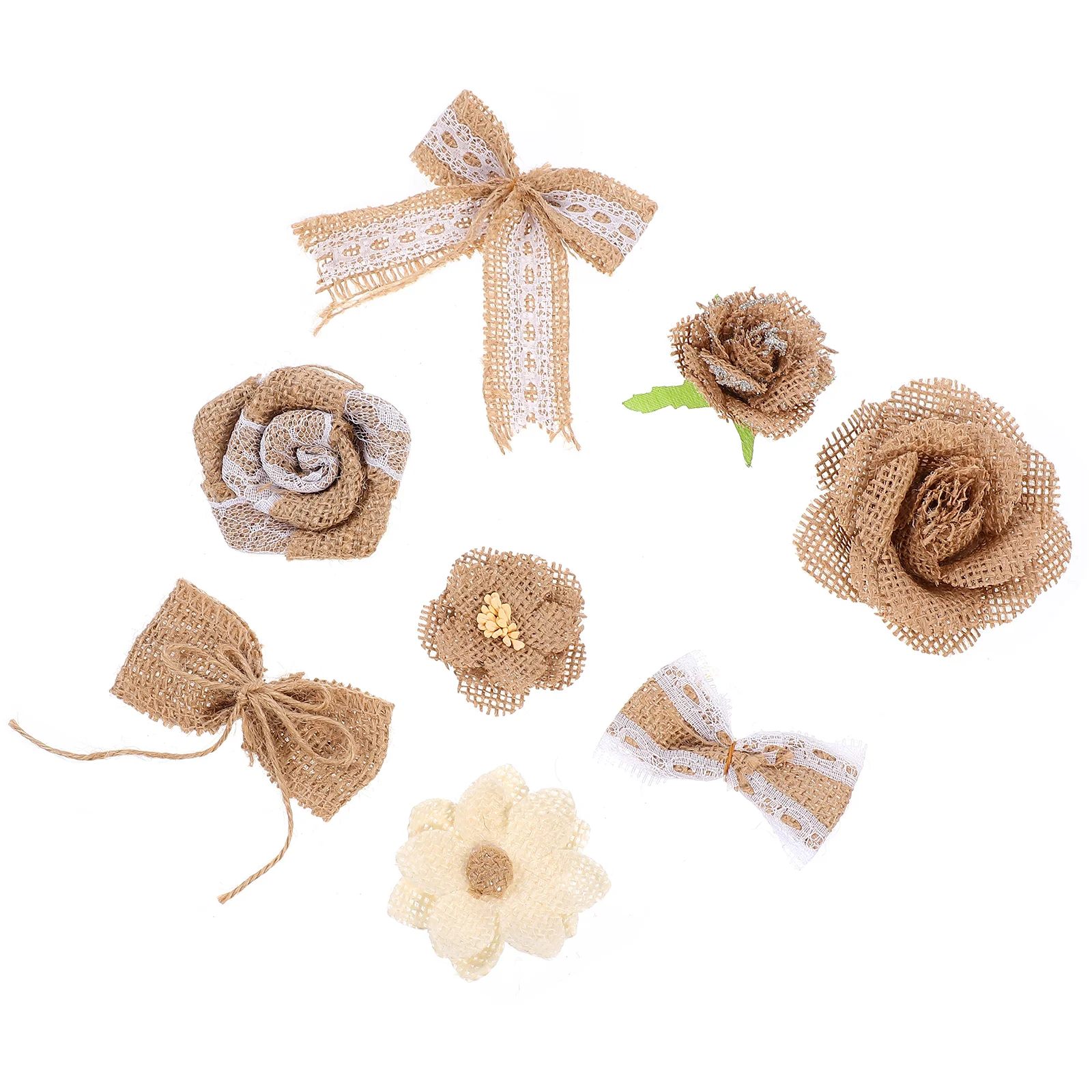 

16pcs Curtain Christmas Tree Flower Burlap Bow-Knot Burlap Flower Bows