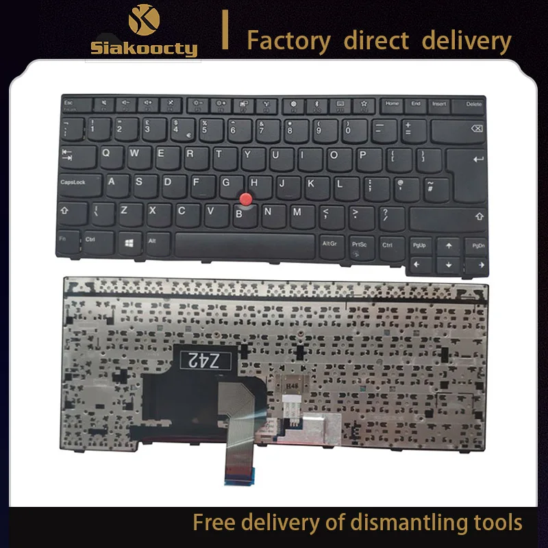 

Siakoocty laptop keyboard UK /English for lenovo E470 E475 MP-13U53U-G62 04X610 1 SN20E66101 black with red pointing cap chicony