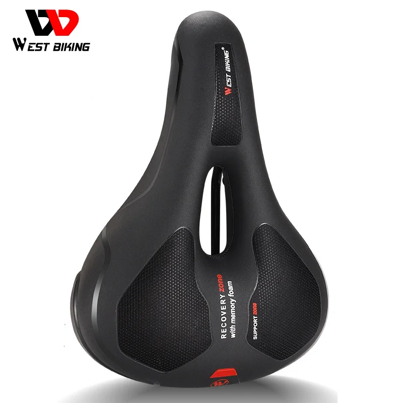 

WEST BIKING Widened Comfort MTB Bike Saddle Non-Slip PU Leather Soft highly Elastic Memory Sponge Shock Absorption Cycling Seat