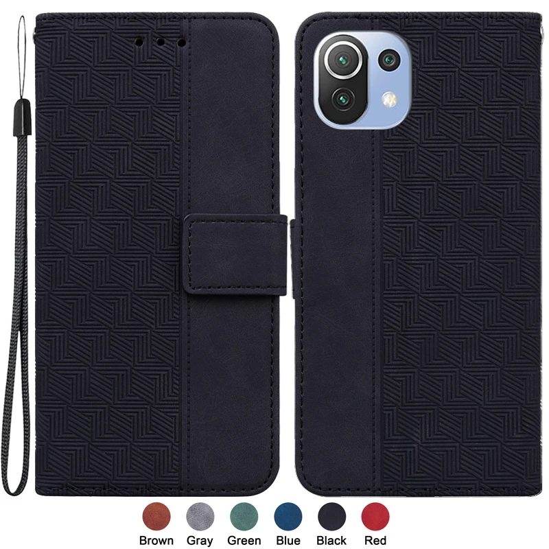 

For Xiaomi Mi 11 Lite 5G NE 6.55" Capa for Funda Xiaomi Mi 11 Lite Case Fashion Magnetic Geometric Textile Wallet Book Cover