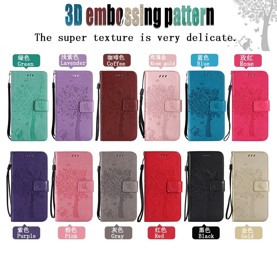 Wallet Leather Case For Xiaomi Redmi 10 9 9A 9C 9T 8 8A Note 10/10 Pro/9/8/7 Pro Mi Poco X3 Nfc/M3/F3 11T Tree Embossing Case