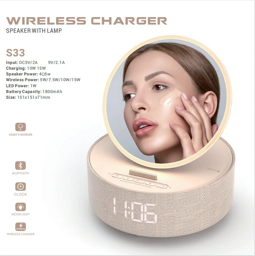 4 в 1 беспроводное зарядное устройство будильник телефон Bluetooth колонка умные