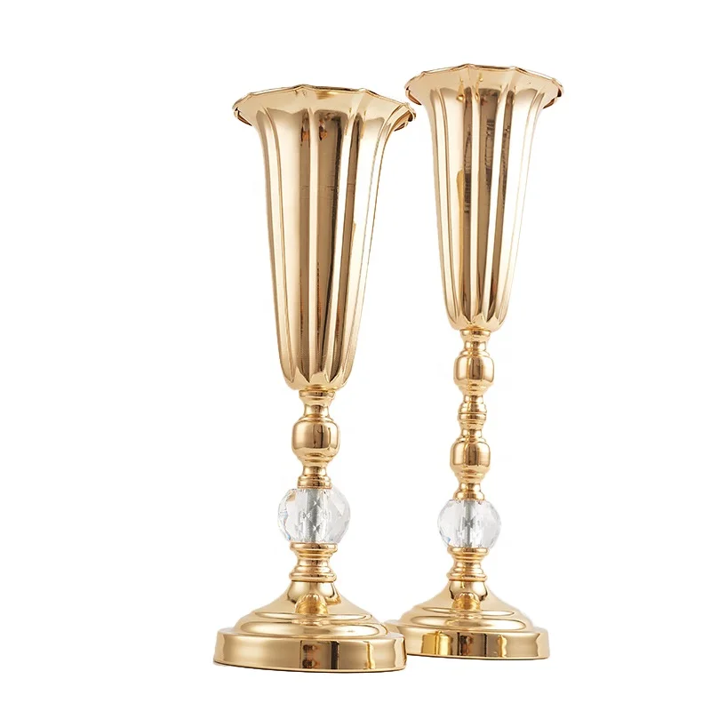 

Metal Wedding Flower Trumpet Vase with Crystal Bead