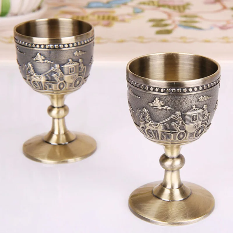 

Classical Metal Wine Cup Handmade Small Goblet Household Copper Wine Glass Carving Pattern Creative Drinkware