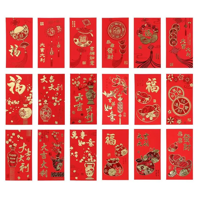 

24/30/36/60Pcs Chinese Hongbao Red Packet Envelope Year of The Tigers Money Holder Spring Festival Marriage Birthday Supplies