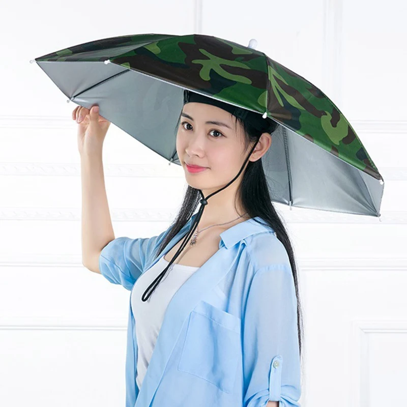 

Portable Rain Hat Outdoor Folding Umbrella Fishing Sun Shade Anti-UV Camping Fishing Headwear Cap Beach Head Hats Accessory