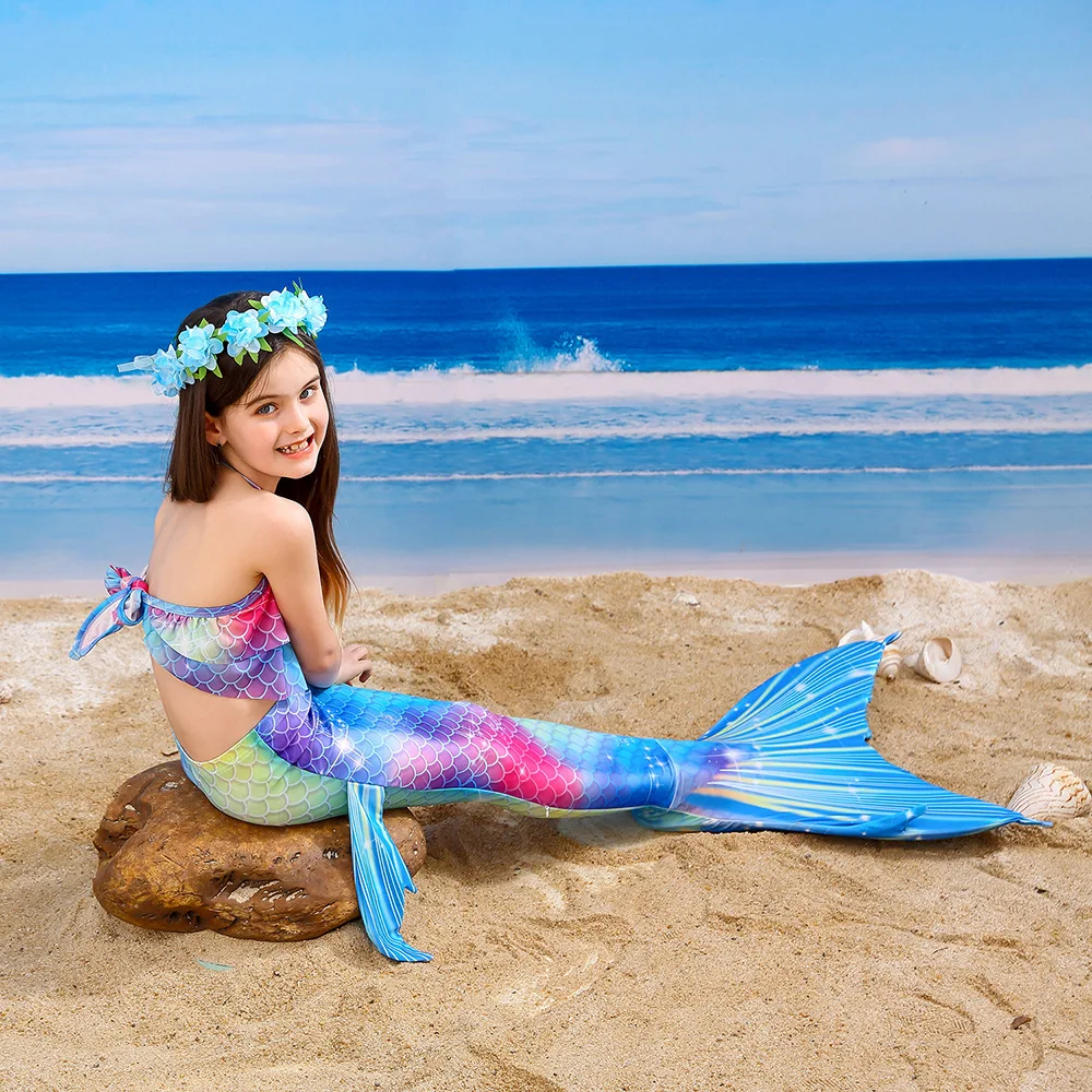 Женский летний костюм Русалочки купальный с моноластами для девочек |