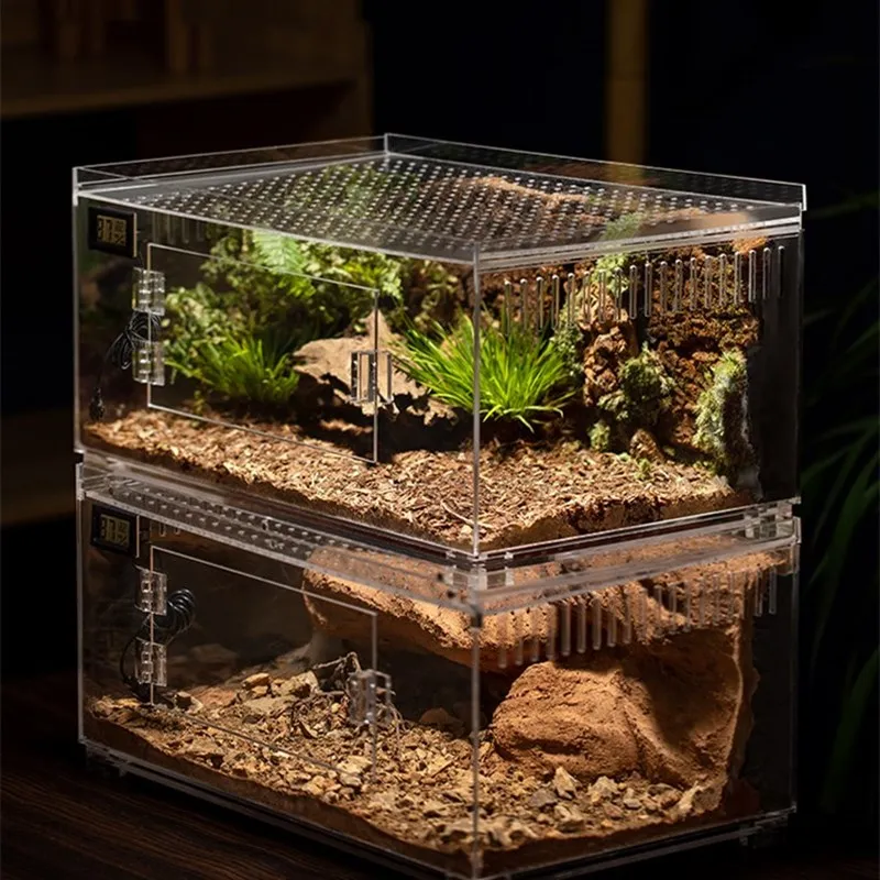 Terrario reptil акриловая клетка Террариум для рептилий тропический лес кормления