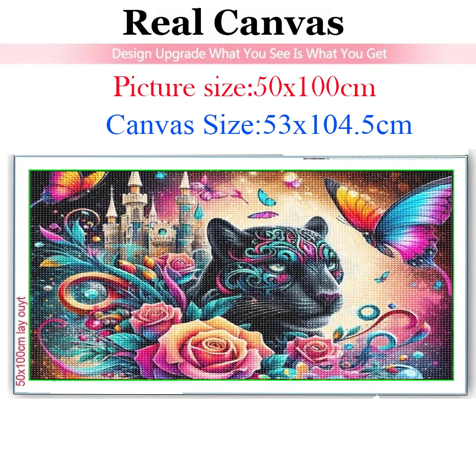 Алмазная живопись RealShining Fantasy Flowers черный леопардовый замок пейзаж