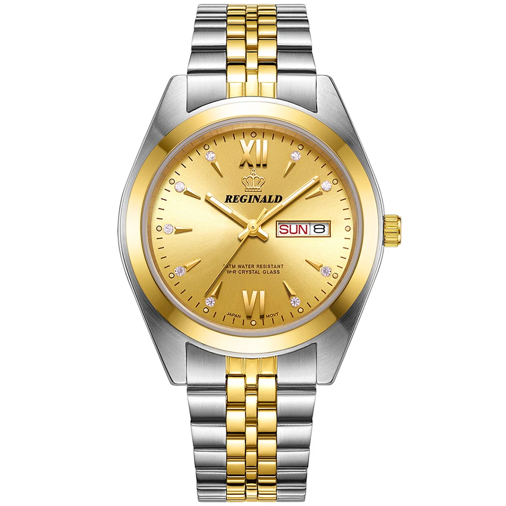 Часы наручные REGINALD для мужчин и женщин золотистые ультратонкие кварцевые