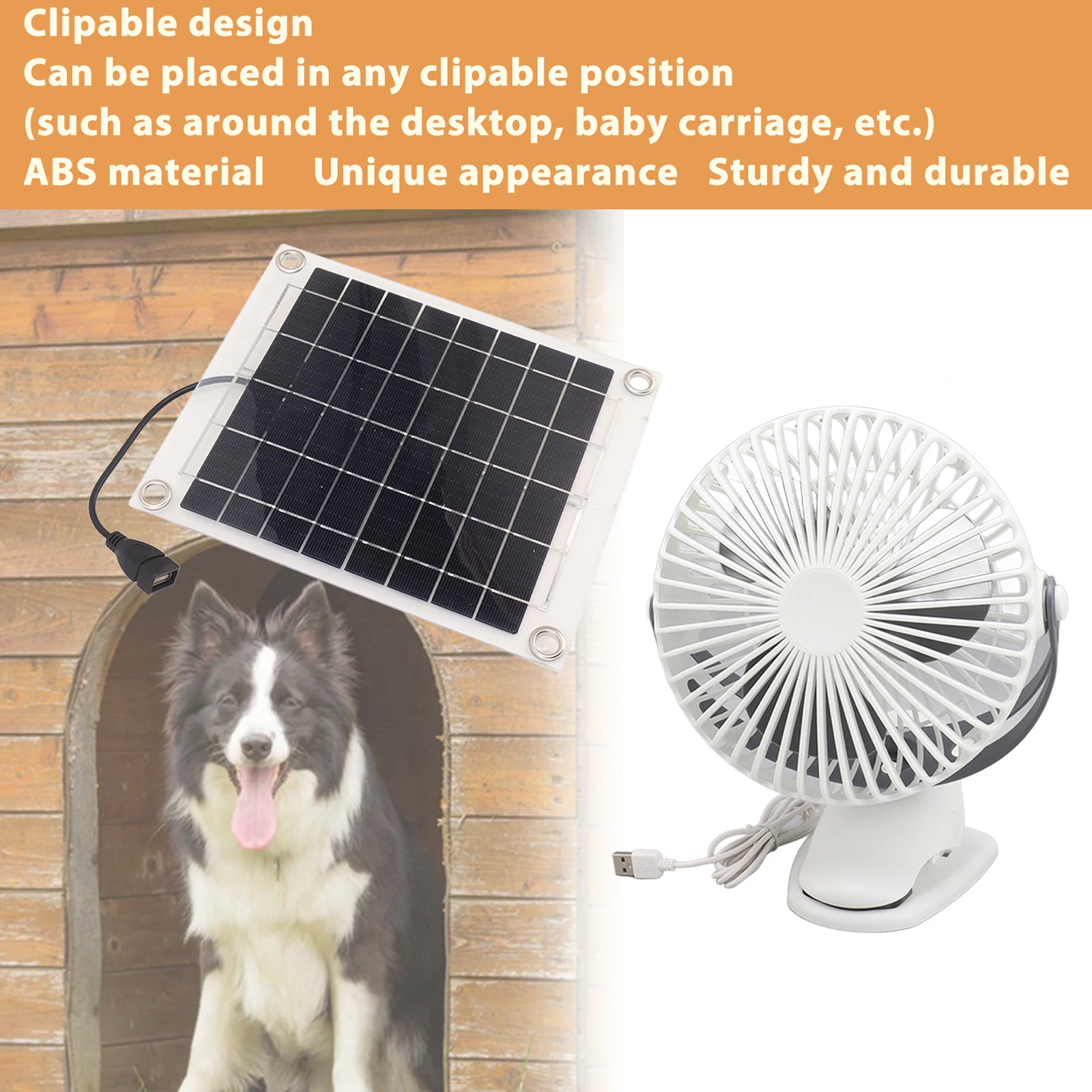 10W 5V Solar Panel Plus Outdoor Fan Outdoor Travel Fishing Camping Hiking Pet Room Cooling Ventilation Fan For Camping
