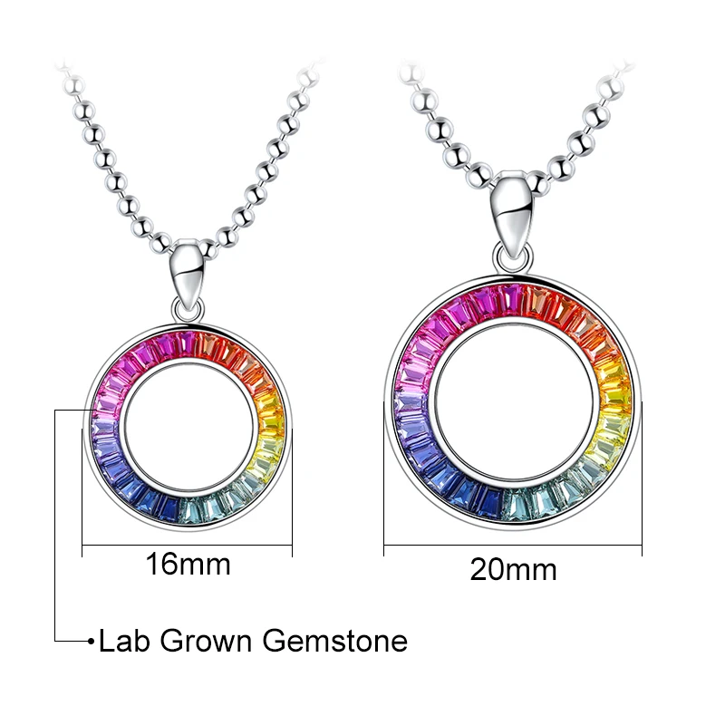 

Fashion pendant necklace design rainbow circle 925 sterling silver lab grown gemstones