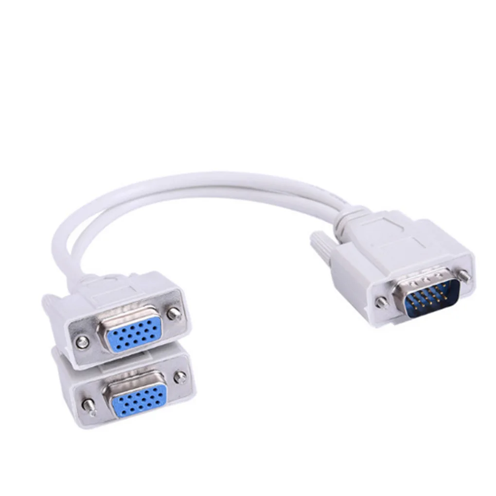 

15 Pin VGA Y Splitter Cable Adapter Dual Display Mirror TV Computer Connection Data Cord Line