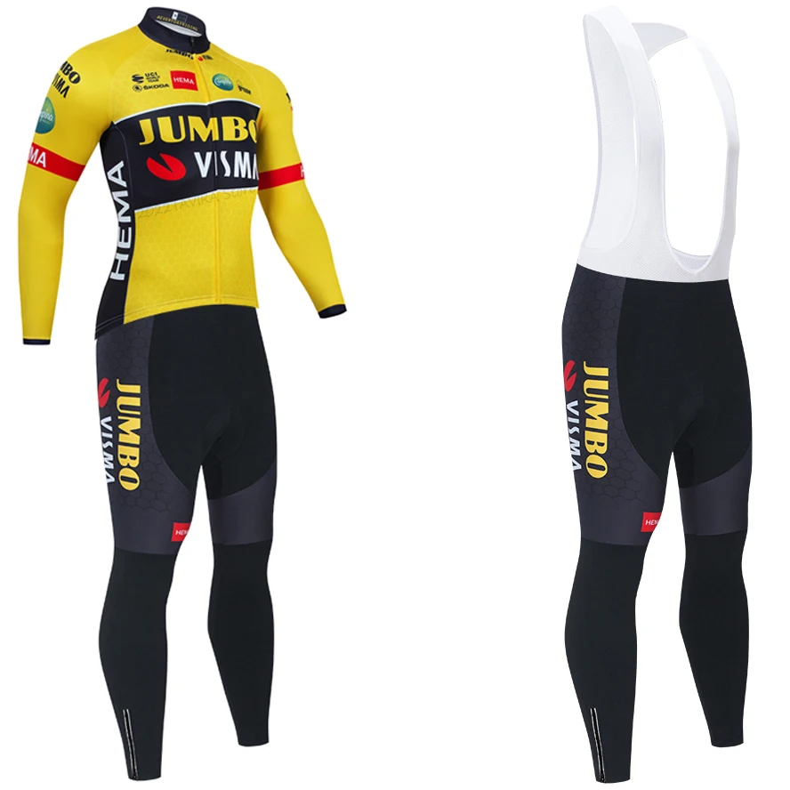 

2022 JUMBO Cycling Team Jersey 20D Bike Jacket Pants MTB Ropa Ciclismo Thermal Fleece Bicycling Maillot Culottes Clothing