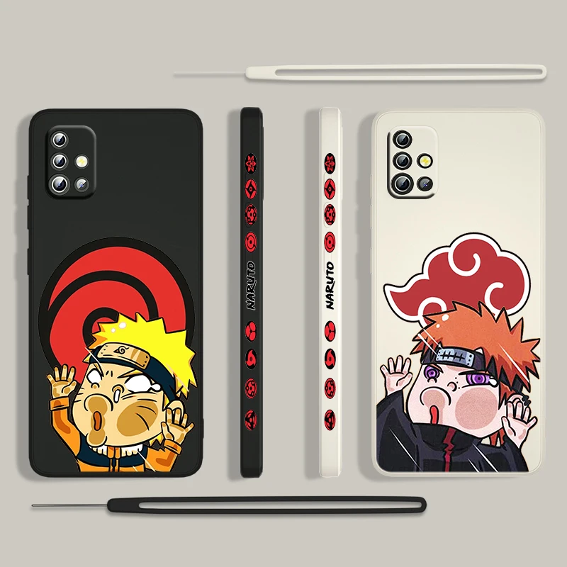 

Hot Anime Naruto Cute For Samsung Galaxy A73 A53 A33 A52 A32 A22 A71 A51 A21S A03S A50 4G 5G Liquid Left Rope Phone Case Cover