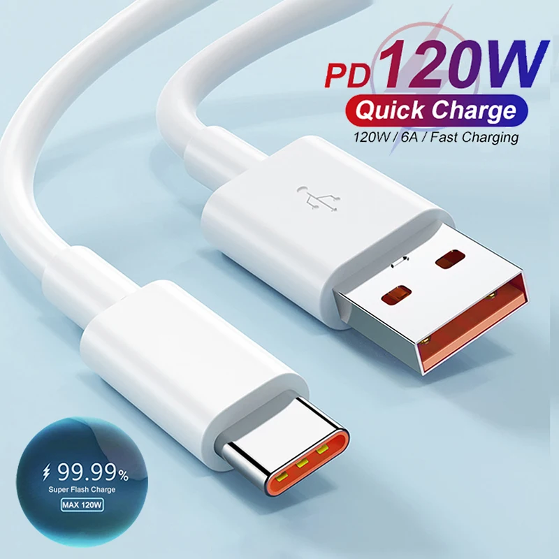 

Original 6A Super Fast Charing USB Type C Cable 120W Fast Charger Data Cable For Xiaomi Mi 13 12 Huawei P30 Pro Redmi Samsung
