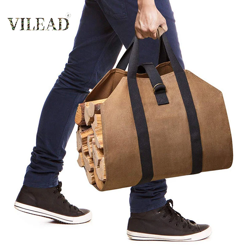 

VILEAD Portable Firewood Wood Log High-quality Supersized Canvas Firewood Carrier Bag Outdoor Camping Carry storage bag