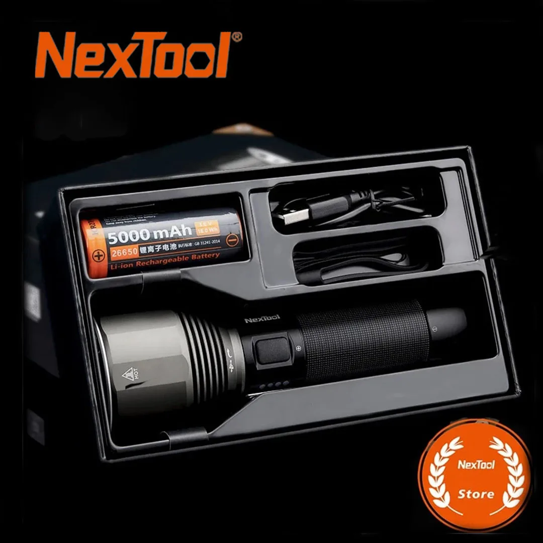 

NexTool Rechargeable Flashlight 2000lm 380m 5Modes IPX7 Waterproof 5000mAh LED Light Type-C Seaching Torch For Camping