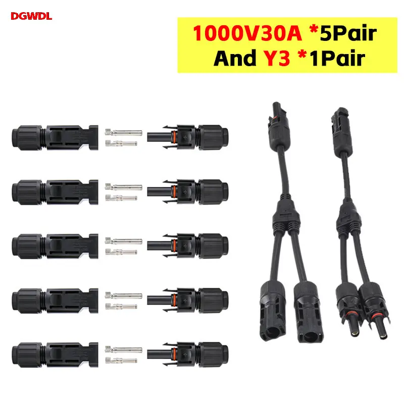 2 To 1 PV Branch Connector With 4mm2 1000V 30A Solar Cable For pv  combiner box 2 in 1 out Solar Panel  cable 2.5/ 4/6mm2
