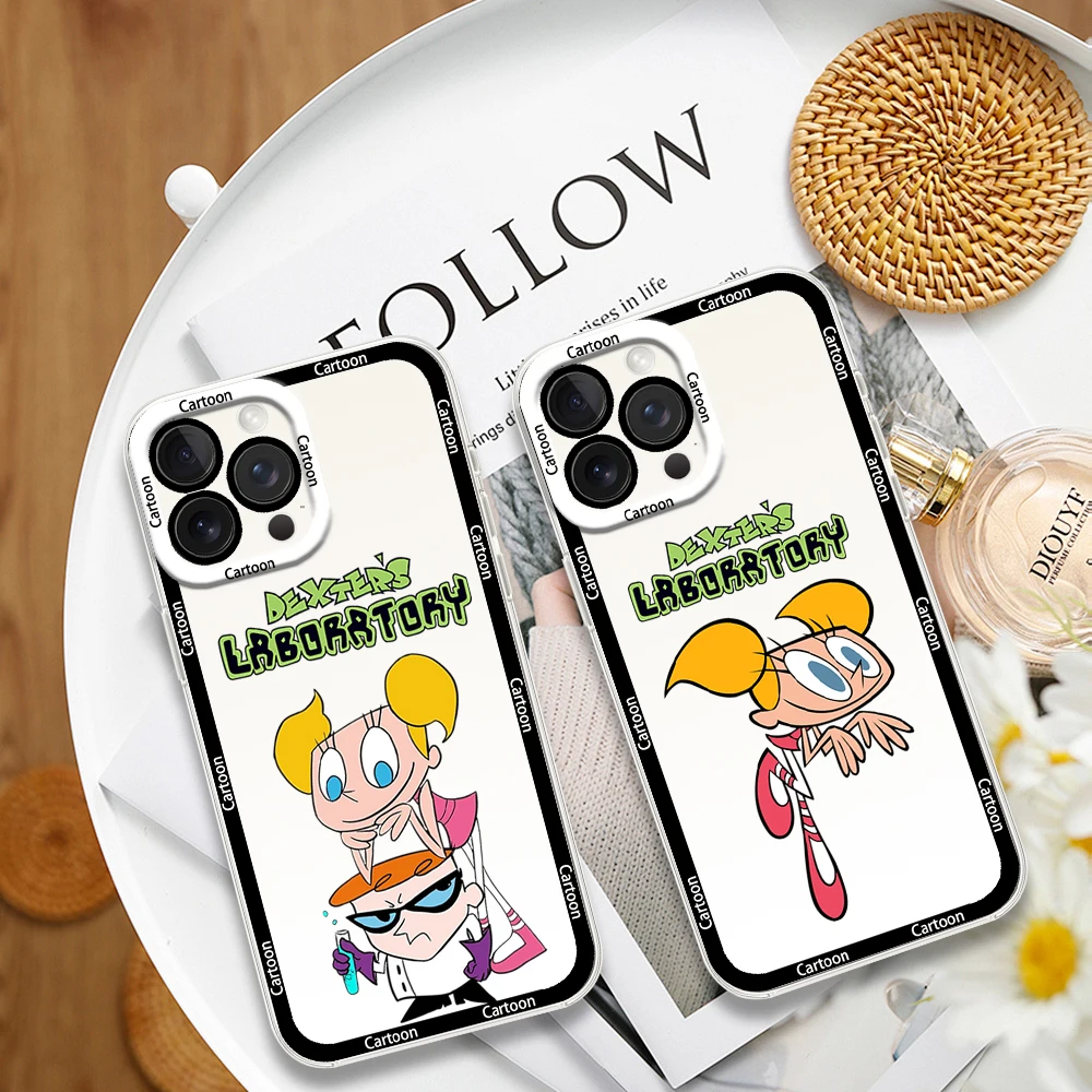 D-Dexter‘s-Cartoon-L-Laboratorys Phone Case For Samsung S24 23 22 21 ULTRA PLUS A55 35 25 15 04 5G Transparent Shell