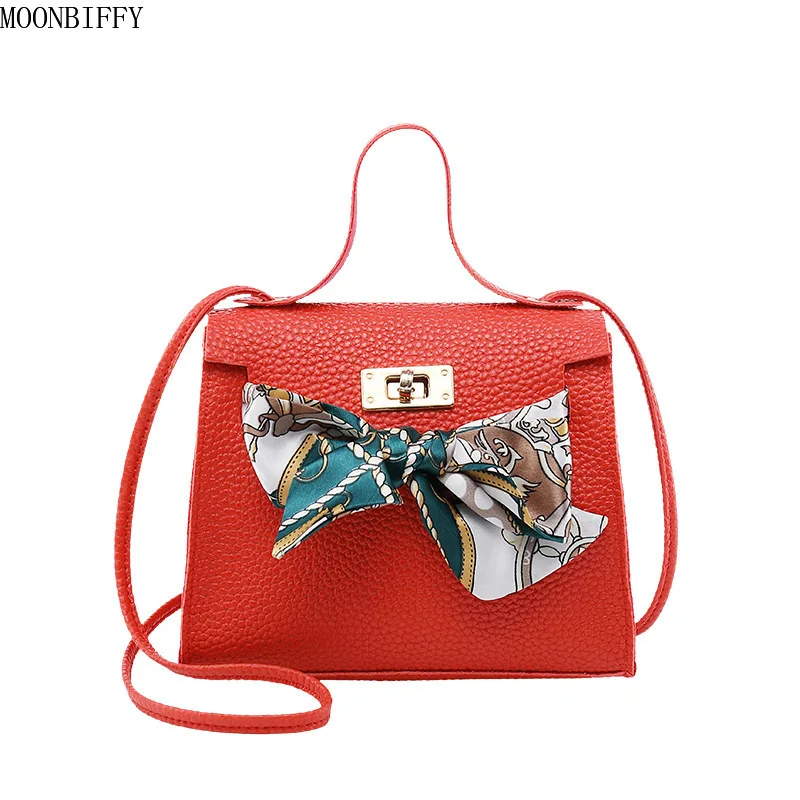 

Pattern Scarf Leather Shoulder Bag Korean Satchel Handbag Messenger Bags Clutch Women