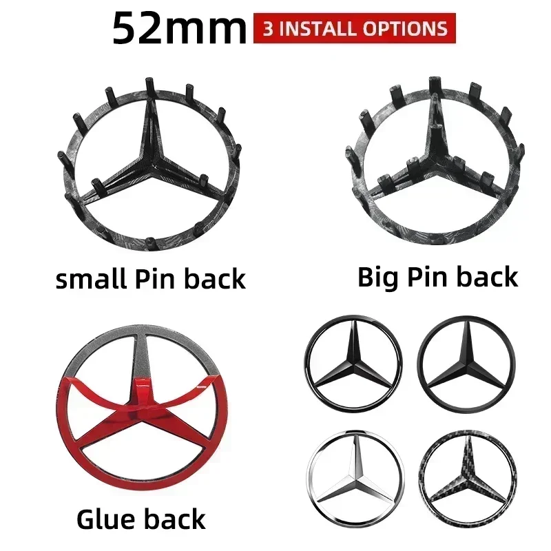 1pcs 52mm 57mm Car Steering Wheel Badge Emblem Sticker Auto-Styling For Mercedes Benz A B C E S class GLA GLC CLA W204 W205 W212